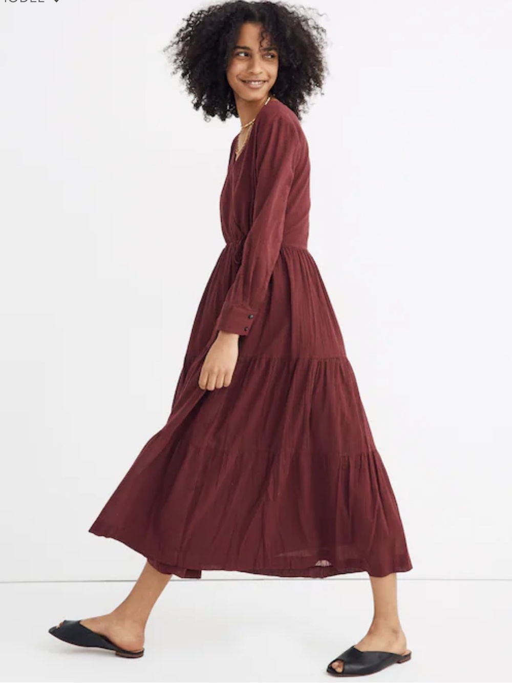 Madewell Cinch-Waist Tiered Midi Dress size medium
